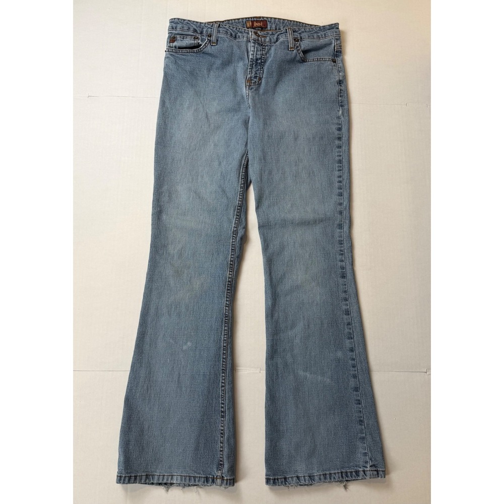 LEI Y2K Light Wash Bootcut Jeans 31x30 Distressed Hem Mid Rise